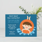 Pool Party Geburtstagsparty Einladung (Stehend Vorderseite)