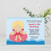 Pool Party Geburtstagsparty Einladung (Stehend Vorderseite)