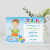 Pool Party Geburtstagsparty Einladung (Stehend Vorderseite)