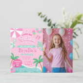 Pool Party Geburtstagsparty Einladung (Stehend Vorderseite)