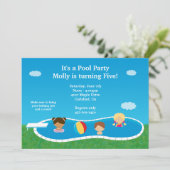 Pool Party Geburtstagsparty Einladung (Stehend Vorderseite)