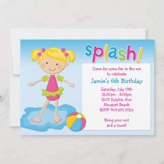 Pool Party Geburtstagsparty Einladung