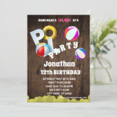 Pool Party Geburtstagsparty Einladung (Stehend Vorderseite)