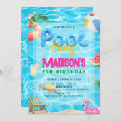 Pool Party Geburtstagsparty Einladung (Vorne/Hinten)