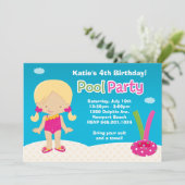 Pool Party Geburtstagsparty Einladung (Stehend Vorderseite)