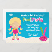 Pool Party Geburtstagsparty Einladung (Vorne/Hinten)