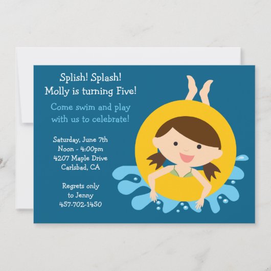 Pool Party Geburtstagsparty Einladung (Vorderseite)