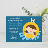 Pool Party Geburtstagsparty Einladung (Stehend Vorderseite)