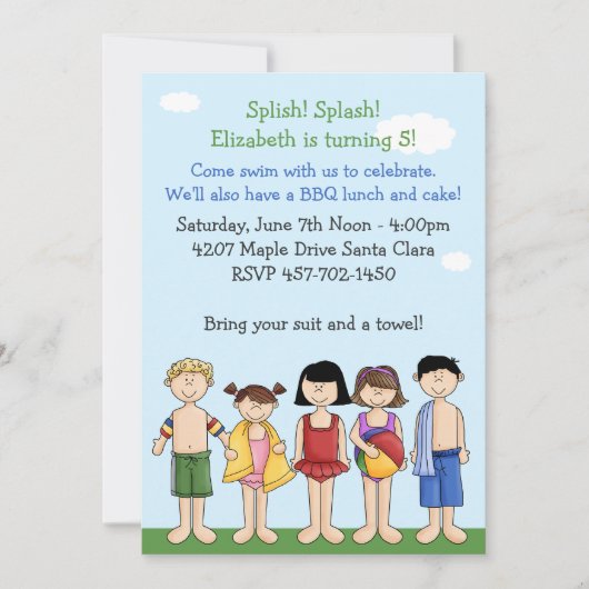 Pool Party Geburtstagsparty Einladung (Vorderseite)