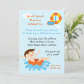 Pool Party Geburtstagsparty Einladung (Stehend Vorderseite)