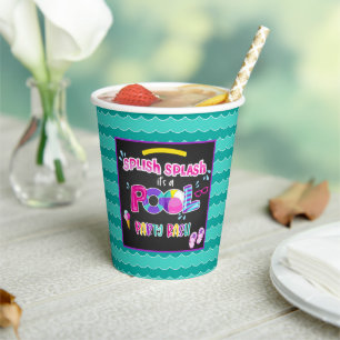Pool Party Geburtstagsparty Paper Cup - Schwarz - Pappbecher