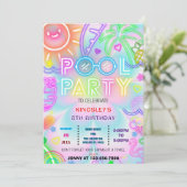 Pool Party gefärbte Krawatte Geburtstag Einladung  (Stehend Vorderseite)