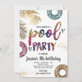 Pool Party Gefärbte Krawatte Leopard Print Pool Ge Einladung (Vorderseite)