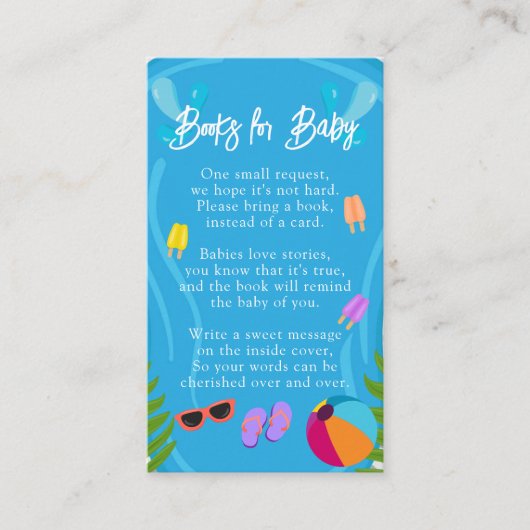 Pool Party Gender Neutral Books for Baby Shower Begleitkarte (Vorderseite)