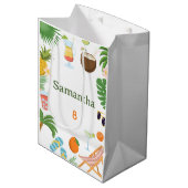 Pool Party Gift Bag - Summer Tropical Theme Mittlere Geschenktüte (Vorderseite Schrägansicht)