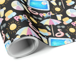 Pool Party Gift Wrapping Paper - Black Geschenkpapier