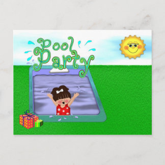 Pool Party Girl Einladungspostkarte