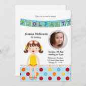 Pool-Party (Girl) mit Foto Einladung (Vorne/Hinten)