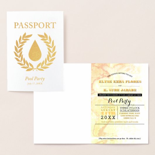 Pool Party Gold Foil Passport Folienkarte (Anzeige)