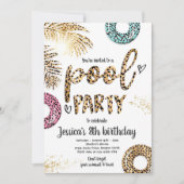 Pool Party Gold Leopard Print Pool Geburtstag Einladung (Vorderseite)