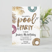 Pool Party Gold Leopard Print Pool Geburtstag Einladung (Stehend Vorderseite)