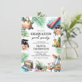 Pool Party Graduation Einladung (Stehend Vorderseite)