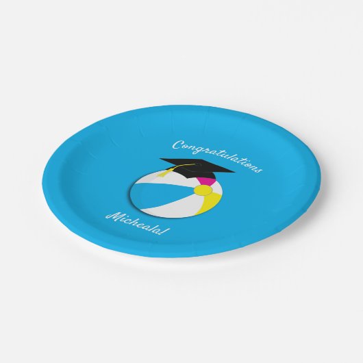 Pool Party Graduation Party Pappteller (Schrägansicht)