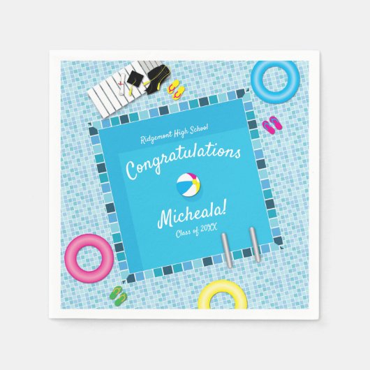 Pool Party Graduation Party Serviette (Vorderseite)