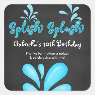 Pool-Party-großes Spritzen danken Ihnen Quadratischer Aufkleber