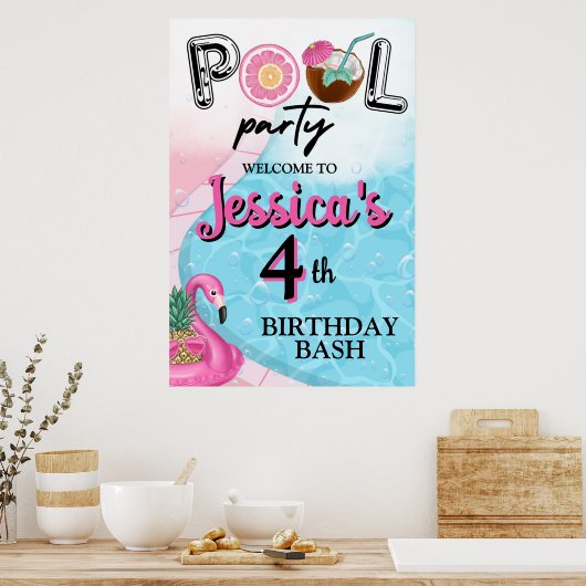 Pool Party hell und farbenfroh Poster (Küche)