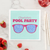 Pool Party Hot Pink Sonnenbrille auf Türkis Serviette (Beispiel)