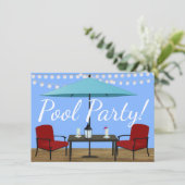 Pool-Party im Freien Einladung (Stehend Vorderseite)
