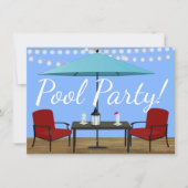Pool-Party im Freien Einladung (Vorderseite)