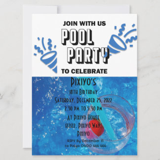 Pool-Party individuell anpassbare Einladung