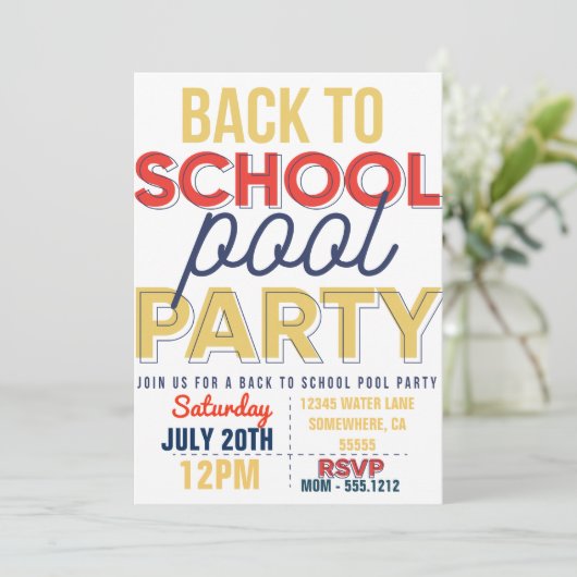 POOL PARTY INVENT EINLADUNG (Stehend Vorderseite)