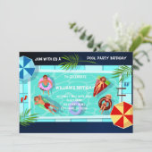 Pool Party jedes Lebensjahres Einladung (Stehend Vorderseite)