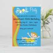 Pool-Party-JungeRedhead Einladung (Stehend Vorderseite)