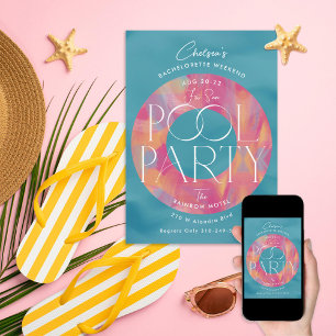 Pool Party Junggeselinnen-Abschied Einladung