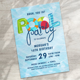 Pool Party KId's Birthday Party Einladung