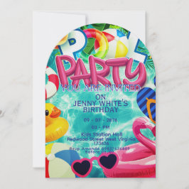 Pool party kids invitation einladung