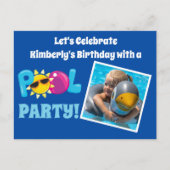 Pool Party Kinder Foto Vorlage Blue Birthday Party Postkarte (Vorderseite)