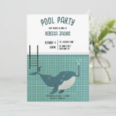 Pool Party Kinderdusche Einladung (Stehend Vorderseite)