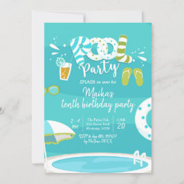 Pool Party Kindergeburtstag Einladung