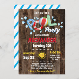 Pool Party Kindergeburtstag Einladung