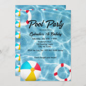 Pool Party Kindergeburtstag Einladung (Vorne/Hinten)