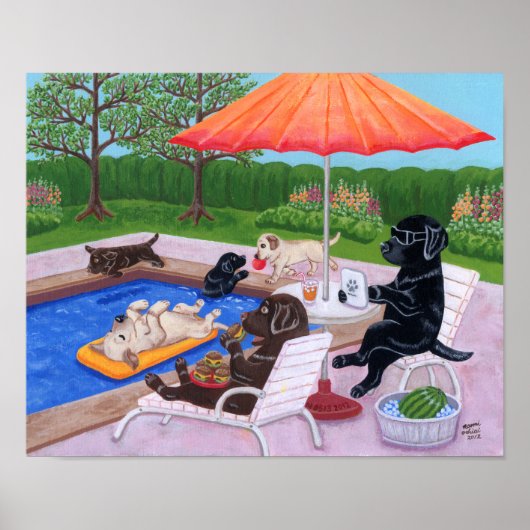 Pool Party Labradors 2 Artwork Poster (Vorne)
