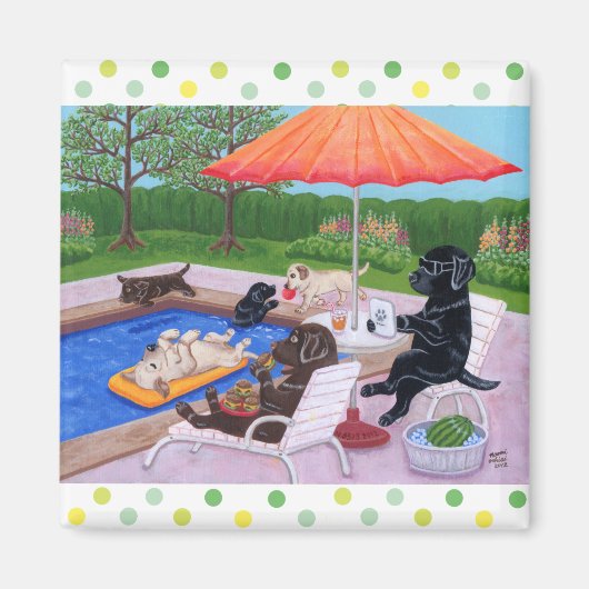 Pool Party Labradors 2 Magnet (Vorne)