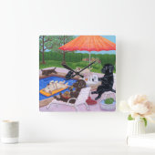 Pool Party Labradors 2 Painting Quadratische Wanduhr (Zuhause)