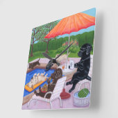 Pool Party Labradors 2 Painting Quadratische Wanduhr (Winkel)