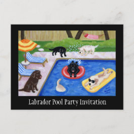 Pool Party Labradors Einladungspostkarte